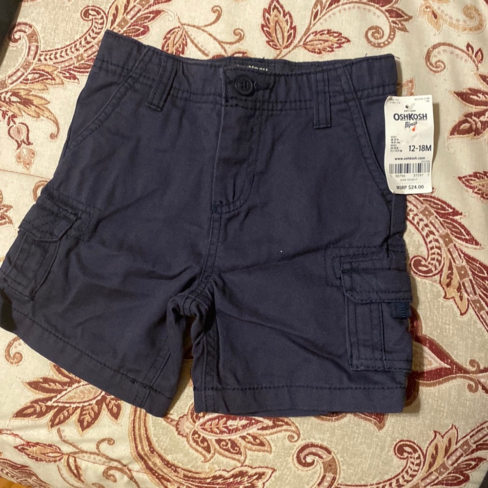 NWT. 12-18 months navy blue shirts.